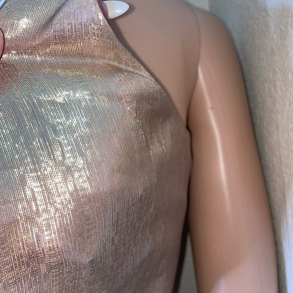 MILLY Women's Metallic Lurex Silk blend Chiffon Lauren Top pink waist tie SZ 0 - Picture 7 of 12